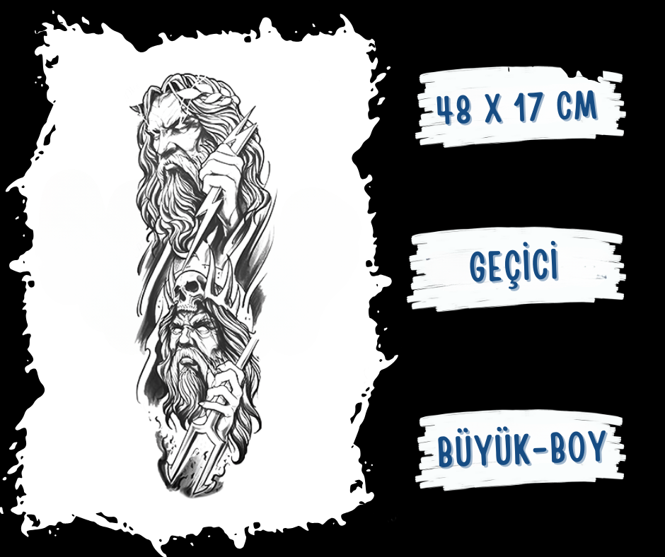 Zeus ve Şimşek Figürlü Geçici Dövme